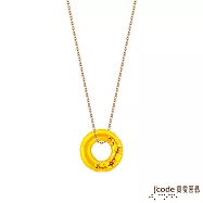 J&rsquo;code真愛密碼金飾 卷草紋平安扣硬金墜子-小 送玫瑰鋼項鍊
