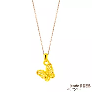 J&rsquo;code真愛密碼金飾 蝴蝶硬金墜子-小 送玫瑰鋼項鍊