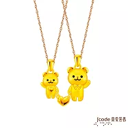 J&rsquo;code真愛密碼金飾 熊愛牽著你成對硬金墜子 送玫瑰鋼項鍊