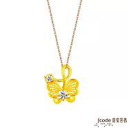 J&rsquo;code真愛密碼金飾 晶蝶輕舞硬金墜子 送玫瑰鋼項鍊