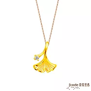 J&rsquo;code真愛密碼金飾 銀向杏福硬金墜子-簍空款 送玫瑰鋼項鍊