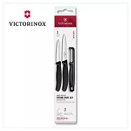 VICTORINOX 瑞士維氏 餐刀組合/黑(直立式刨刀+尖頭平刀+尖頭鉅齒刀) 6.7113.33
