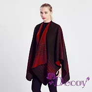 【Decoy】漸變千鳥 拼色人字紋加大保暖斗篷式披肩/顏色可選 紅黑