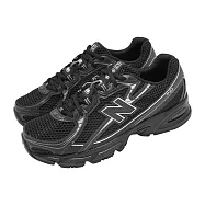 New Balance NB 休閒鞋 740 寬楦 大童 女鞋 黑 銀 復古 緩震 運動鞋 老爹鞋 GR740BM-W 22cm BLACK/SILVER
