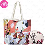 CLARINS克蘭詩 春日漫漫花園托特包+草原之星長頸鹿半月包(公司貨)