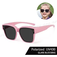 【SUNS】兒童偏光墨鏡/套鏡 高規包覆式眼鏡 硅膠彈性墨鏡 可套鏡 抗UV400+抗藍光 S259 櫻桃粉