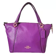 COACH 荔枝紋皮革側/斜背包-葡萄紫