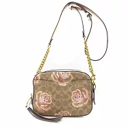COACH 印花皮革斜背鍊包-花朵