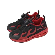 Fila 休閒鞋 J426A 中大童 小朋友 黑 紅 旋鈕 發光 燈鞋 斐樂 2J426A022 16cm 黑紅