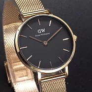 Daniel Wellington米蘭風格時尚腕錶-黑+玫瑰金-28mm-DW00100217