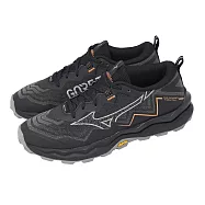 Mizuno 美津濃 越野跑鞋 Wave Daichi 9 GTX 男鞋 黑 防水 黃金大底 J1GK2556-32 23cm BLACK/GREY-ORANGE