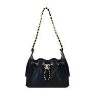 CHANEL 25荔枝牛皮HOBO 迷你包- 黑金logo