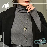 【伊飾童話】璀璨花樣 水鑽水晶流蘇百搭伸縮長鍊 花漾