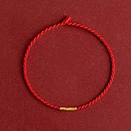 【水星記】手鍊 極細小金喜纏繞金線編織紅色手繩(78010) _平安紅x17cm