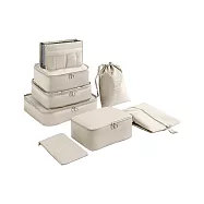 【野一夏】超值衣物分類收納袋8件組 化妝包 防塵袋 整理袋 衣服收納 鞋袋 洗漱包 束口袋 -米色