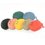 La Poche Secrete 萌萌喵咪造型真皮鑰匙包零錢包- 墨綠色