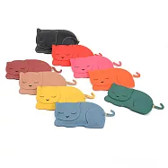 La Poche Secrete 微笑睡貓咪造型真皮鑰匙包零錢包- 酒紅色