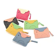 La Poche Secrete 撞色大象真皮卡片鑰匙包零錢包- 草地綠