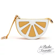 La Poche Secrete 真皮白色柳丁鑰匙包零錢包- 黃色