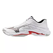 Mizuno 美津濃 Wave Lightning Elite [V1GA260059] 男 排球鞋 包覆 回彈 白 紅 28cm 白/紅