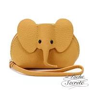 La Poche Secrete真皮立體大象鑰匙包萬用包- 黃色