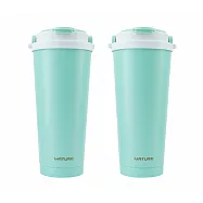 MATURE美萃 陶瓷不鏽鋼雙飲保溫杯附吸管刷700ml-三色可選2入組 CY-2001 -湖水綠 2入組
