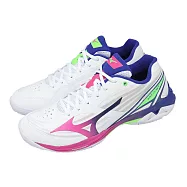 Mizuno 美津濃 羽球鞋 Wave Claw 4 寬楦 男女鞋 鴛鴦配色 白 羽排鞋 回彈 71GA2643-01 26.5cm WHITE/MULTI