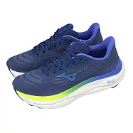 Mizuno 美津濃 慢跑鞋 Wave Sky 9 男鞋 藍 白 緩震 穩定 運動鞋 J1GC2502-52 30cm BLUE/YELLOW-WHITE