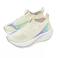 Mizuno 美津濃 慢跑鞋 Neo Vista 2 女鞋 米色 紫 襪套式 厚底 路跑 運動鞋 J1GD2534-74 23.5cm BEIGE/PURPLE