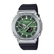 CASIO卡西歐 G-SHOCK八角狂野的藍牙魅力太陽能數位運動雙顯腕錶-湖水綠-GBM-2100A-1A3