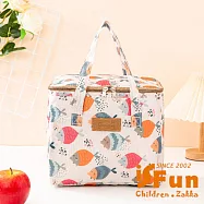 【iSFun】繽紛印花 大容量方型手提保冷保溫便當包/款式可選 彩色小魚