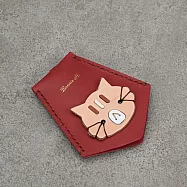 Be Two 手工皮件 ∣ 造型真皮鑰匙包 紅色客製燙金鑰匙包﹢白貓頭