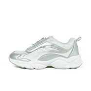 Fila 斐樂 Lace [5-C307Z-881] 女 休閒鞋 老爹鞋 復古 增高 拉鍊設計 舒適 銀白 25.5cm 銀/白