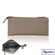 【OMNIA】6卡1照浪漫風情單拉鍊牛皮長夾5103- 可可色