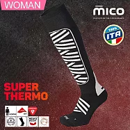 MICO 女 Primaloft 美麗諾羊毛滑雪襪 CA0121/保暖/透氣/舒適 S 黑灰