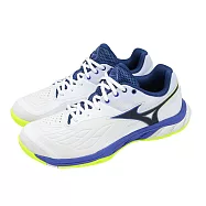 Mizuno 美津濃 羽球鞋 Wave Fang 2 寬楦 男鞋 女鞋 藍 綠 回彈 包覆 緩衝 71GA2313-51 28.5cm WHITE/BLUE/GREEN