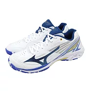 Mizuno 美津濃 羽球鞋 Wave Claw 4 寬楦 男鞋 白 藍 緩震 回彈 支撐 71GA2643-04 27cm WHITE/BLUE