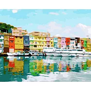 ArtLife藝術生活【TWR059】台灣風情誌&ndash;基隆正濱漁港彩色屋_DIY 數字 油畫 彩繪