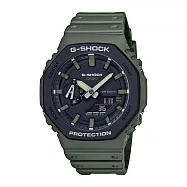 CASIO卡西歐 G-SHOCK八角狂野的魅力數位運動雙顯腕錶-綠-GA-2110SU-3A