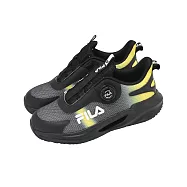Fila 慢跑鞋 J425A 中大童 小朋友 黑 黃 拼接 旋鈕 斐樂 運動鞋 2J425A091 19cm BLACK/YELLOW