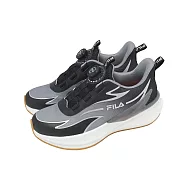 Fila 慢跑鞋 J405A 中大童 黑 灰 拼接 旋鈕 斐樂 運動鞋 3J405A408 19cm BLACK/SILVER