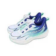 Fila 慢跑鞋 J405A 中大童 白 藍 拼接 旋鈕 斐樂 運動鞋 3J405A631 19cm WHITE/BLUE