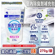 日本Kobayashi小林製藥-無香空間居家室內消臭珠芳香除臭劑補充包270g/袋(玄關鞋櫃浴廁,放置型空氣清新劑,分解異味消臭晶球,汗味脫臭劑) 無香白