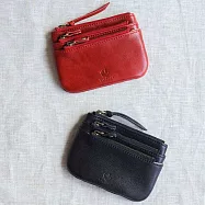 Kissora Tokyo|日本職人手工 軟質牛皮三層零錢卡片夾 深藍色