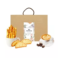 順便幸福-午茶禮盒-原味起司棒+原味義式脆餅+杏仁果黑巧克咖啡豆(餅乾 零食 甜點) 無 D+7出貨