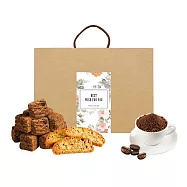 順便幸福-午茶禮盒-墨西哥司康脆脆+原味義式脆餅+杏仁果黑巧克咖啡粉(餅乾 零食 甜點) 無 D+7出貨