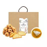 順便幸福-午茶禮盒-萊姆葡萄司康脆脆+原味義式脆餅+清韻金萱烏龍茶包(餅乾 零食 甜點) 無 D+7出貨