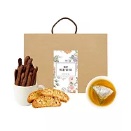 順便幸福-午茶禮盒-可可起司棒+伯爵核桃義式脆餅+香韻金萱烏龍茶包(餅乾 零食 甜點) 無 D+7出貨