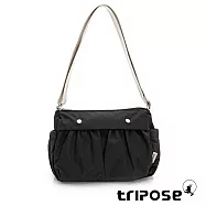 tripose DIAZ微皺尼龍輕量抓皺多格層斜背包 經典黑