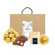 順便幸福-午茶禮盒-伯爵茶司康脆脆+可可榛果義式脆餅+韃靼黃金蕎麥茶包-隨享包(餅乾 零食 甜點) 無 D+7出貨